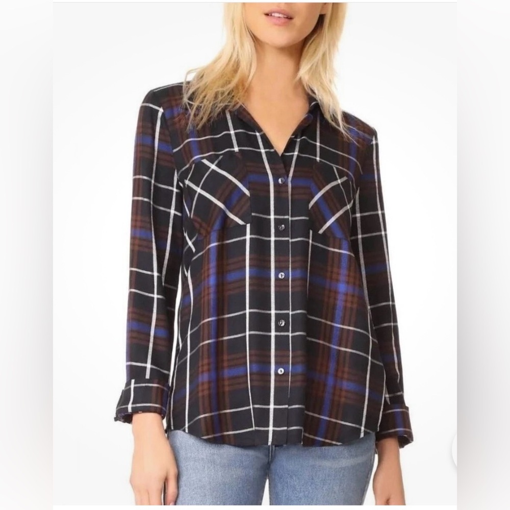 L'AGENCE Black and White Relaxed Button Down Shirt